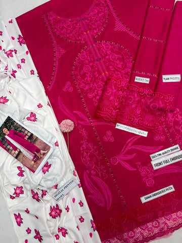 Zeen Dhaga-3-Piece Heavy Embroidered Chikankari Lawn Suit | Chikan Kari Shirt with Fine Printed Monaar Dupatta