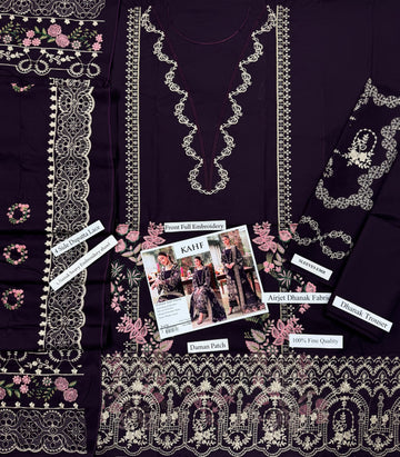 Zeen Dhaga-3-Piece Luxury Purple Lawn Suit | Chikankari Embroidered Shirt with Dupatta