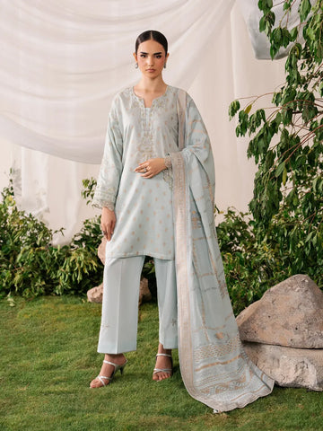 Zeen Dhaga-3-Piece Edenrobe Embroidered Jacquard Suit | Winter Shirt with Dupatta