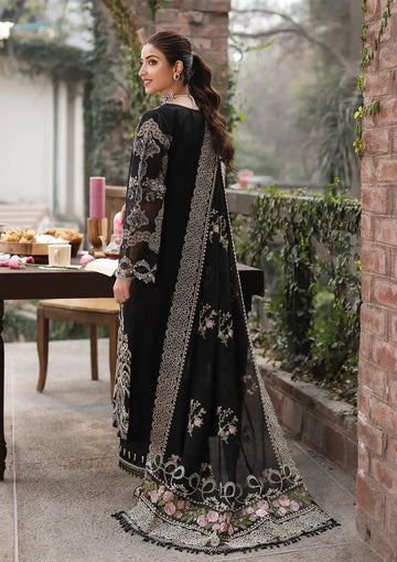 Zeen Dhaga - 3-Piece Kahf Premium Embroidered Lawn Suit |Black Shalwar Kameez with Cotton Net Dupatta