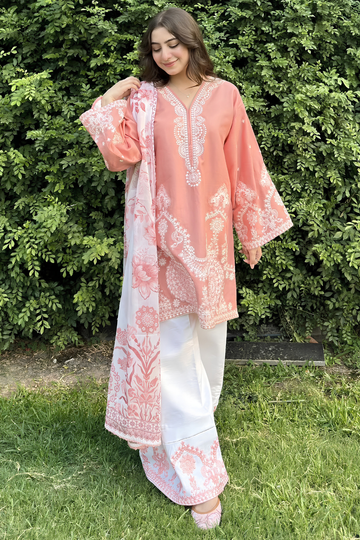 Zeen Dhaga - 3-Piece Ready-to-Wear Royal Amethyst Kurta Suit | Stitched Embroidered Ensemble with Dupatta
